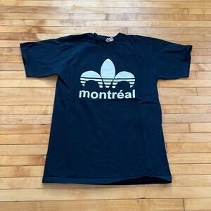 Unisex Montreal Adidas-Style Novelty T-Shirt Navy - Small